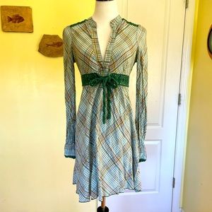 Free People green plaid dress